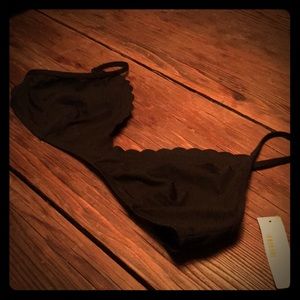 NWT JCrew Matte Black Scalloped Bikini Top